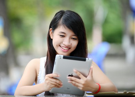 Woman using an iPad