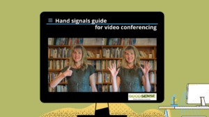 Video conferencing with hand signals post image showing signals for agreement and applause