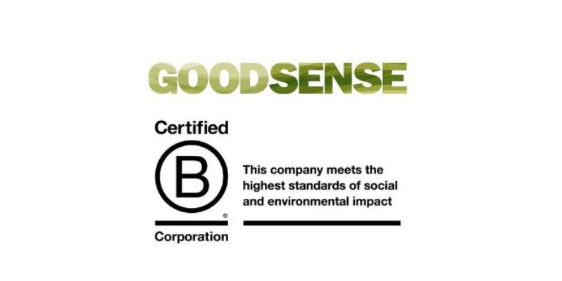 GoodSense marketing recertified B Corp July 2025 - logos